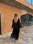 Rapunzel Dantel Detay Kemerli Şifon Elbise Siyah 1707343