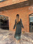 Rapunzel Dantel Detay Kemerli Şifon Elbise Yeşil 1707343
