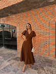 Riana Keten Elbise Taba 070621175