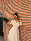 Riana Keten Elbise Taş 070621175