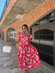 Rita Papatyalı Poplin Elbise Kırmızı 070621142