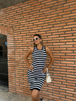 Ronni Çizgili Triko Elbise 0706211111