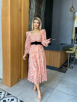 Rose Kemerli Şifon Elbise
