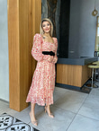 Rose Kemerli Şifon Elbise