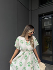 Rowan Başak Desenli Midi Elbise Yeşilyelb3014ny