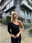 Siyah Gül Detay Tasarım Bodysuit Bluz 17074510