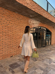 Triko Yelekli Tasarım İthal Krem Elbise  0706222