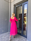 Valentina Prenses Kol Şifon Elbise Fuşya 0707300