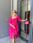 Valentina Prenses Kol Şifon Elbise Fuşya 0707300