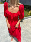Valentina Prenses Kol Şifon Elbise Kırmızı 0707300