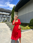 Valentina Prenses Kol Şifon Elbise Kırmızı 0707300