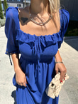 Valentina Prenses Kol Şifon Elbise Mavi 0707300