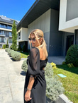 Valentina Prenses Kol Şifon Elbise Siyah 0707300