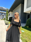 Valentina Prenses Kol Şifon Elbise Siyah 0707300