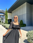 Valentina Prenses Kol Şifon Elbise Siyah 0707300
