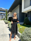 Valentina Prenses Kol Şifon Elbise Siyah 0707300