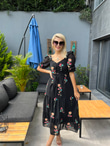 Vanessa Çiçekli Siyah Elbise