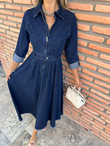 Yenne Uzun Kollu Jean Elbise 07062159