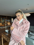 Yumoş Ceket Yaka Pembe Kürk