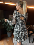 Zebra Sırt Dekolteli Elbise