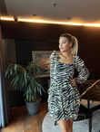 Zebra Sırt Dekolteli Elbise