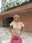 Zelra Çiçekli Viskon Elbise Krem 07062107