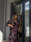 Zenya Efektif Desen Pembe Geçişli Elbise1707308