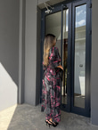 Zenya Efektif Desen Pembe Geçişli Elbise1707308