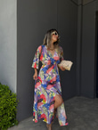 Zenya Renkli Palm Desen Viskon Elbise1707308
