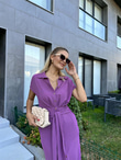 Zra Model Kemerli Gömlek Elbise Lila 1506278