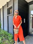 Zra Model Kemerli Gömlek Elbise Oranj 1506278
