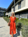 Zra Model Kemerli Gömlek Elbise Oranj 1506278