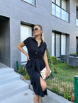 Zra Model Kemerli Gömlek Elbise Siyah 1506278