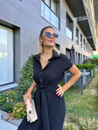 Zra Model Kemerli Gömlek Elbise Siyah 1506278