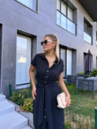 Zra Model Kemerli Gömlek Elbise Siyah 1506278