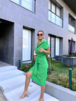 Zra Model Kemerli Gömlek Elbise Yeşil  1506278
