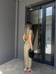 Zra Model Likralı Drapeli Midi Boy Gold Düğme Elbise Hakiyelb2040kd