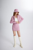Tüvit Kumaş Crop Tweed Ceket Pembe