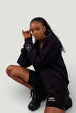 Uzun Kol Kapüşonlu Fermuar Kapamalı Hoody Sweatshirt Siyah