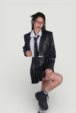 Crop Model Astarlı College Ceket Siyah