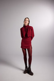 Yırtmaçlı Mini Panky Etek Bordo
