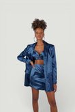 Askılı Crop Saten Fancy Büstiyer Lacivert