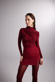 Yırtmaçlı Mini Panky Etek Bordo