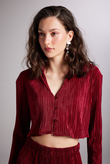 Comfy Crop Shirt Claret Red