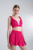 Beli Lastikli Mini Comfy Şort Pembe