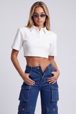 Yüksek Bel Wide Leg  Cargo Jean Pantolon Mavi