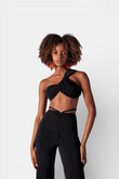 Omuz Detaylı Beatrice Crop Siyah