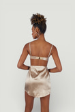 Askılı Crop Saten Fancy Büstiyer Bej
