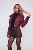 Neeko Leather Jacket Claret Red