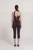 Mid-Waist Lycra Una Capri Pants Brown